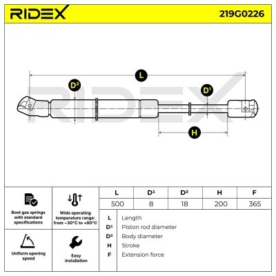 Amortyzator Pokrywy Bagażnika RIDEX 219G0226 219G0226 - foto 7