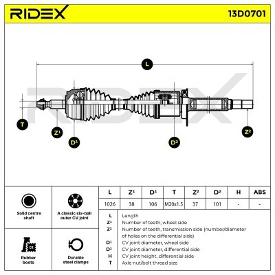 Półoś Napędowa RIDEX 13D0701 13D0701 - foto 7