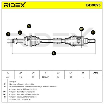 Półoś Napędowa RIDEX 13D0873 13D0873 - foto 7