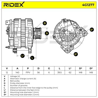 Alternator RIDEX 4G1277 4G1277 - foto 5