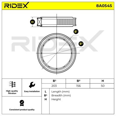 Filtr Powietrza RIDEX 8A0545 8A0545 - foto 7