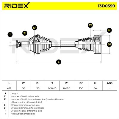 Półoś Napędowa RIDEX 13D0599 13D0599 - foto 7