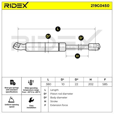 Amortyzator Pokrywy Bagażnika RIDEX 219G0450 219G0450 - foto 7