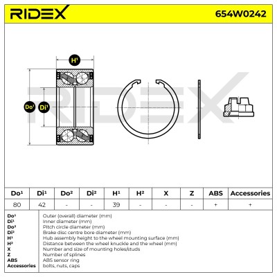 Łożysko Koła RIDEX 654W0242 654W0242 - foto 5
