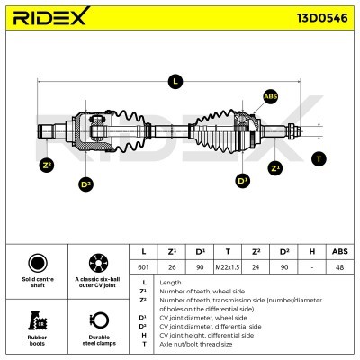 Półoś Napędowa RIDEX 13D0546 13D0546 - foto 5