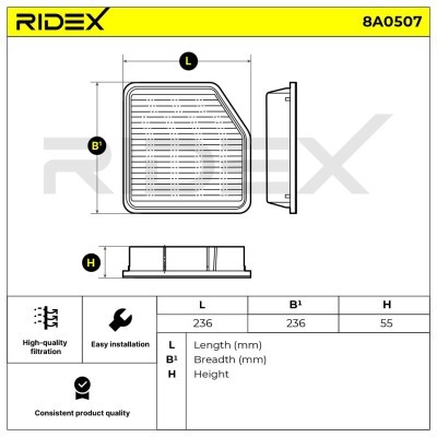 Filtr Powietrza RIDEX 8A0507 8A0507 - foto 6