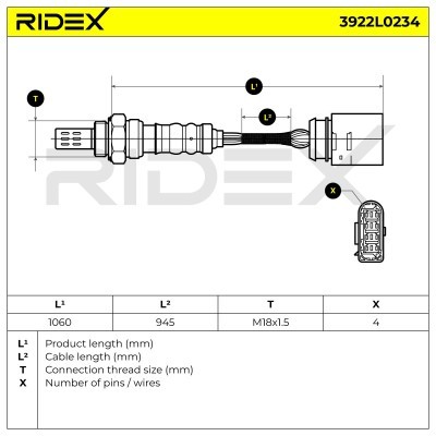Sonda Lambda RIDEX 3922L0234 3922L0234 - foto 6