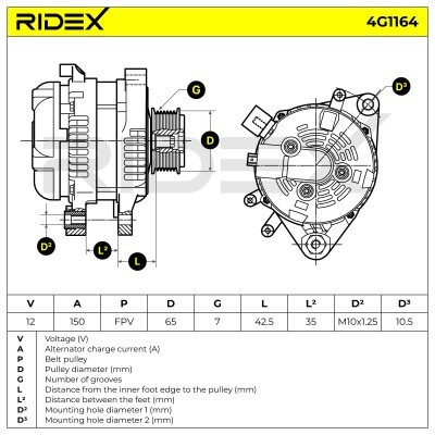 Alternator RIDEX 4G1164 4G1164 - foto 5