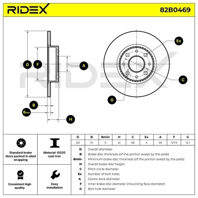 Tarcza hamulcowa RIDEX 82B0469 82B0469 - foto 3