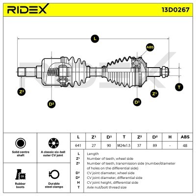 Półoś Napędowa RIDEX 13D0267 13D0267 - foto 6