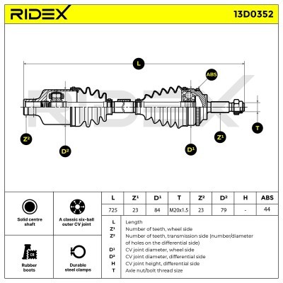 Półoś Napędowa RIDEX 13D0352 13D0352 - foto 7