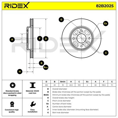 Tarcza hamulcowa RIDEX 82B2025 82B2025 - foto 6