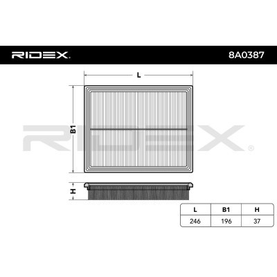 Filtr Powietrza RIDEX 8A0387 8A0387 - foto 6