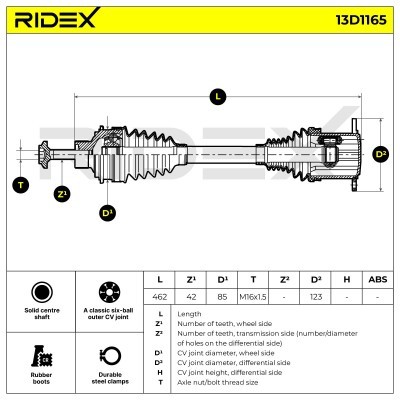 Półoś Napędowa RIDEX 13D1165 13D1165 - foto 2