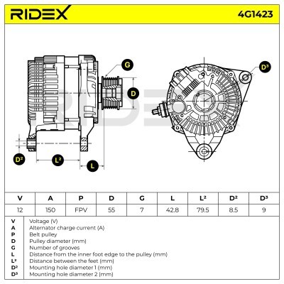 Alternator RIDEX 4G1423 4G1423 - foto 5