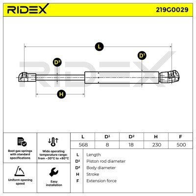 Amortyzator Pokrywy Bagażnika RIDEX 219G0029 219G0029 - foto 7