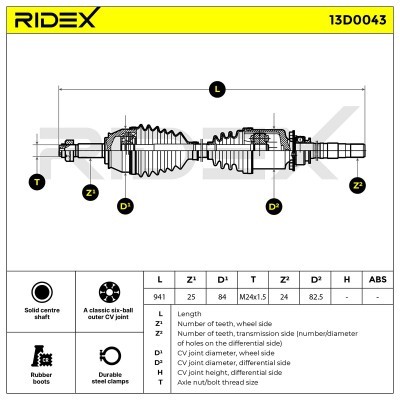 Półoś Napędowa RIDEX 13D0043 13D0043 - foto 7