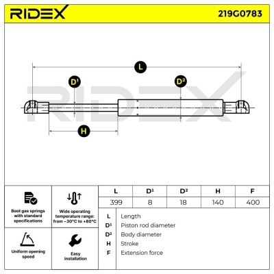 Amortyzator Pokrywy Bagażnika RIDEX 219G0783 219G0783 - foto 6