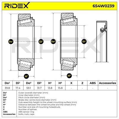 Łożysko Koła RIDEX 654W0239 654W0239 - foto 3