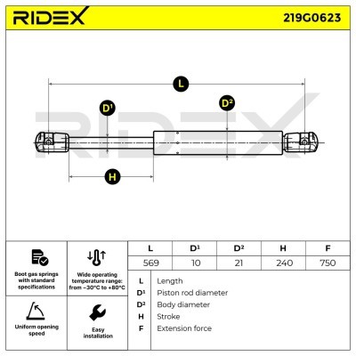 Amortyzator Pokrywy Bagażnika RIDEX 219G0623 219G0623 - foto 7