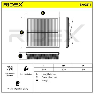Filtr Powietrza RIDEX 8A0511 8A0511 - foto 6