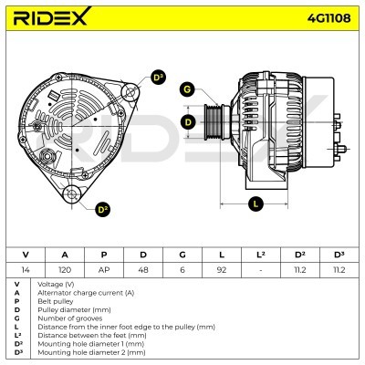 Alternator RIDEX 4G1108 4G1108 - foto 7