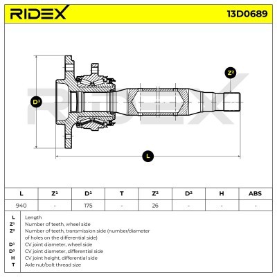 Półoś Napędowa RIDEX 13D0689 13D0689 - foto 7