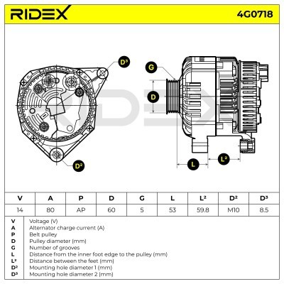Alternator RIDEX 4G0718 4G0718 - foto 7