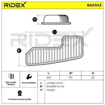 Filtr Powietrza RIDEX 8A0343 8A0343 - foto 5