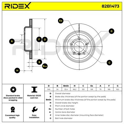 Tarcza hamulcowa RIDEX 82B1473 82B1473 - foto 6