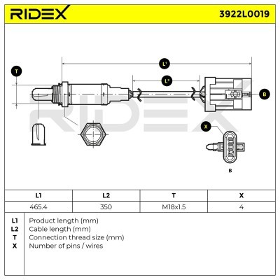 Sonda Lambda RIDEX 3922L0019 3922L0019 - foto 6