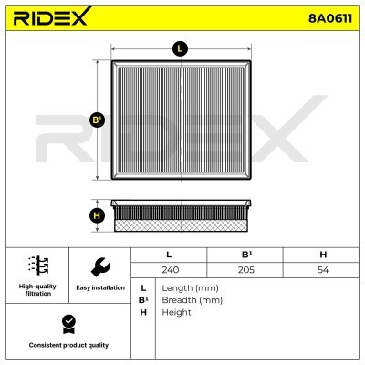 Filtr Powietrza RIDEX 8A0611 8A0611 - foto 6