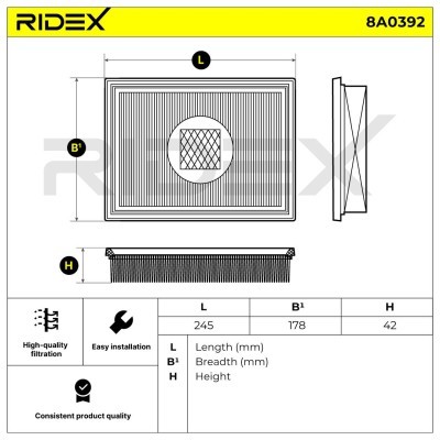 Filtr Powietrza RIDEX 8A0392 8A0392 - foto 6
