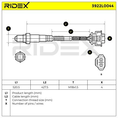 Sonda Lambda RIDEX 3922L0044 3922L0044 - foto 6