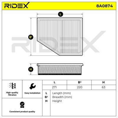 Filtr Powietrza RIDEX 8A0874 8A0874 - foto 6