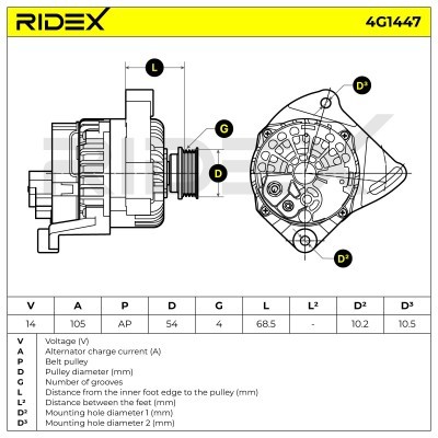 Alternator RIDEX 4G1447 4G1447 - foto 5