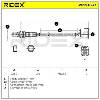 Sonda Lambda RIDEX 3922L0243 3922L0243 - foto 6