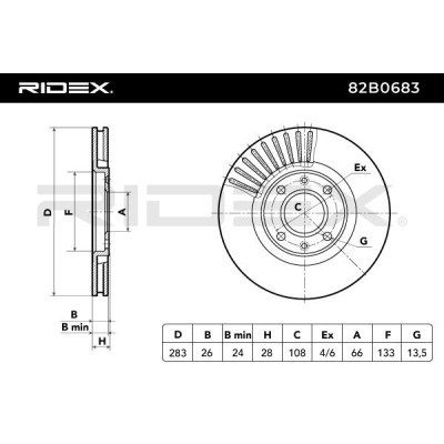 Tarcza hamulcowa RIDEX 82B0683 82B0683 - foto 3