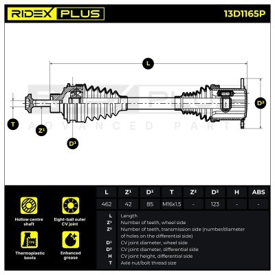 Półoś Napędowa RIDEX 13D1165P 13D1165P - foto 9
