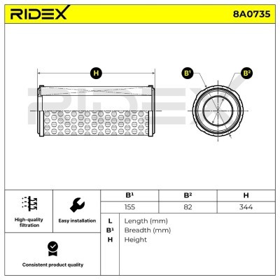 Filtr Powietrza RIDEX 8A0735 8A0735 - foto 7