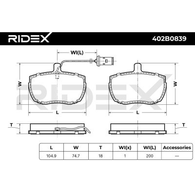 Klocki hamulcowe RIDEX 402B0839 402B0839 - foto 7