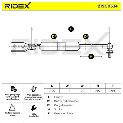 Amortyzator Pokrywy Bagażnika RIDEX 219G0534 219G0534 - foto 7