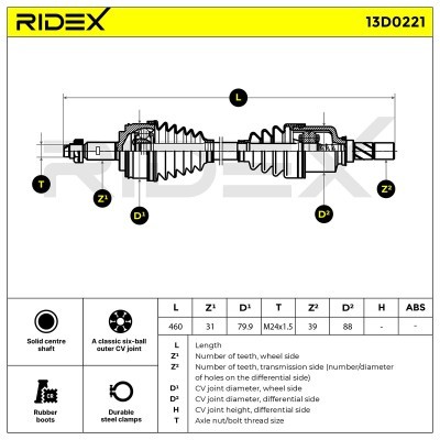 Półoś Napędowa RIDEX 13D0221 13D0221 - foto 4