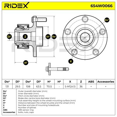 Łożysko Koła RIDEX 654W0066 654W0066 - foto 4