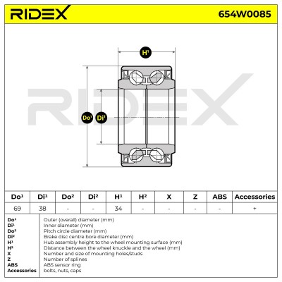Łożysko Koła RIDEX 654W0085 654W0085 - foto 3