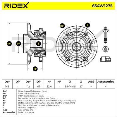 Łożysko Koła RIDEX 654W1275 654W1275 - foto 7