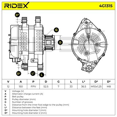 Alternator RIDEX 4G1315 4G1315 - foto 6