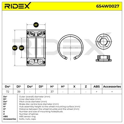 Łożysko Koła RIDEX 654W0027 654W0027 - foto 6