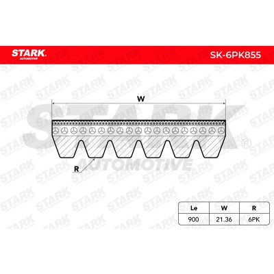 Pasek Klinowy Wielorowkowy Stark SK-6PK855 SK-6PK855 - foto 3