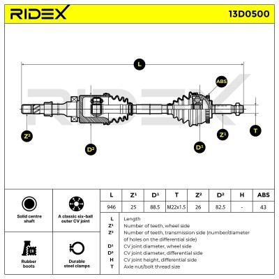 Półoś Napędowa RIDEX 13D0500 13D0500 - foto 7
